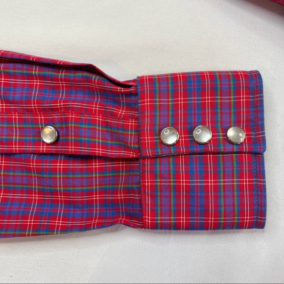 M.L. Leddy’s Plaid Pearl Snap Western Shirt NWT - Picture 11 of 16